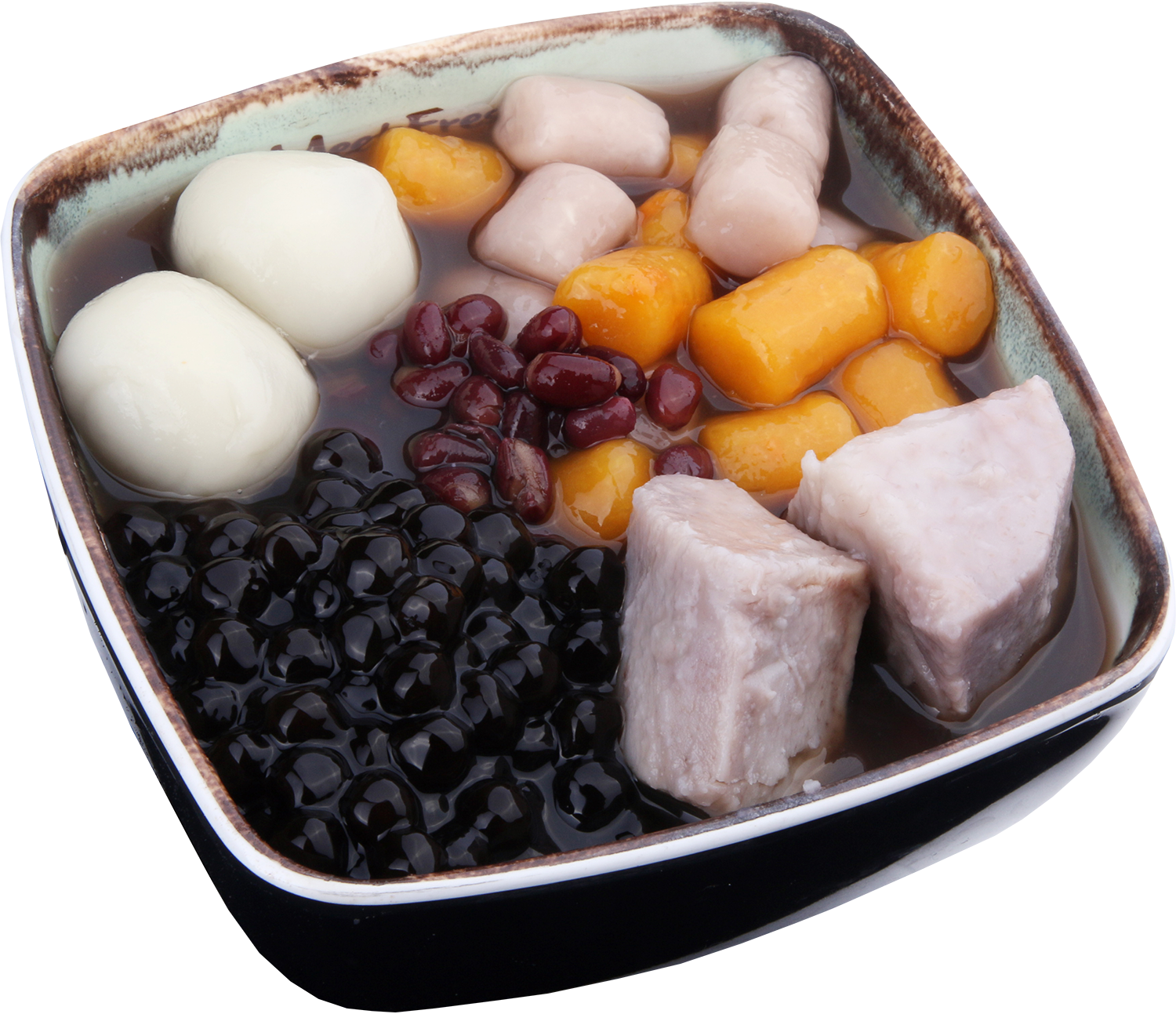 Hot Red Bean Soup Signature - Red Beans, Taro, Sesame Rice Balls, Taro Balls, Boba, Hot Red Bean Soup